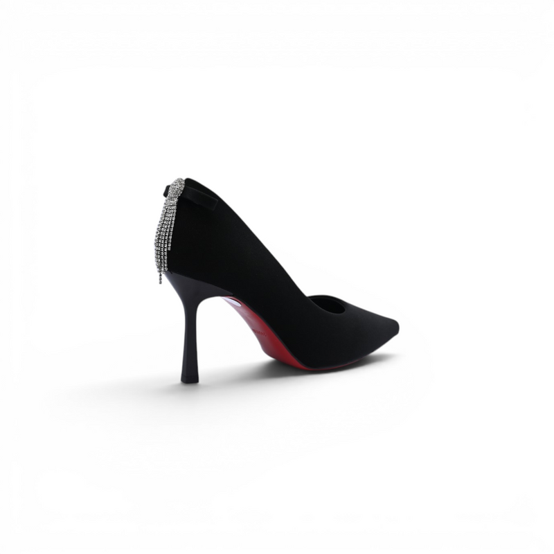 Pointed Stiletto Heel Shoes In Faux Suede Woman 25272 Black - 2