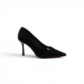 Pointed Stiletto Heel Shoes In Faux Suede Woman 25278 Black - 1