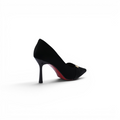 Pointed Stiletto Heel Shoes In Faux Suede Woman 25278 Black - 2