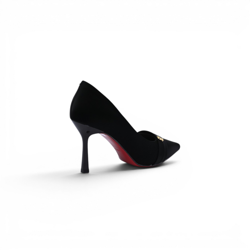 Pointed Stiletto Heel Shoes In Faux Suede Woman 25278 Black - 2