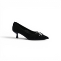 Pointed Stiletto Heel Shoes In Faux Suede Crystal embellished Pump Woman 25261 Black - 1