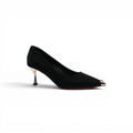 Pointed Stiletto Heel Shoes In Faux Suede Crystal embellished Pump Woman 25253 Black - 1