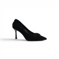 Pointed Stiletto Heel Shoes In Faux Suede Woman 25301 Black - 1