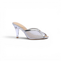 Chanel Crystal Embellished Open Toe Heels With Rhinestones And Clear 898-5 Silver - 1