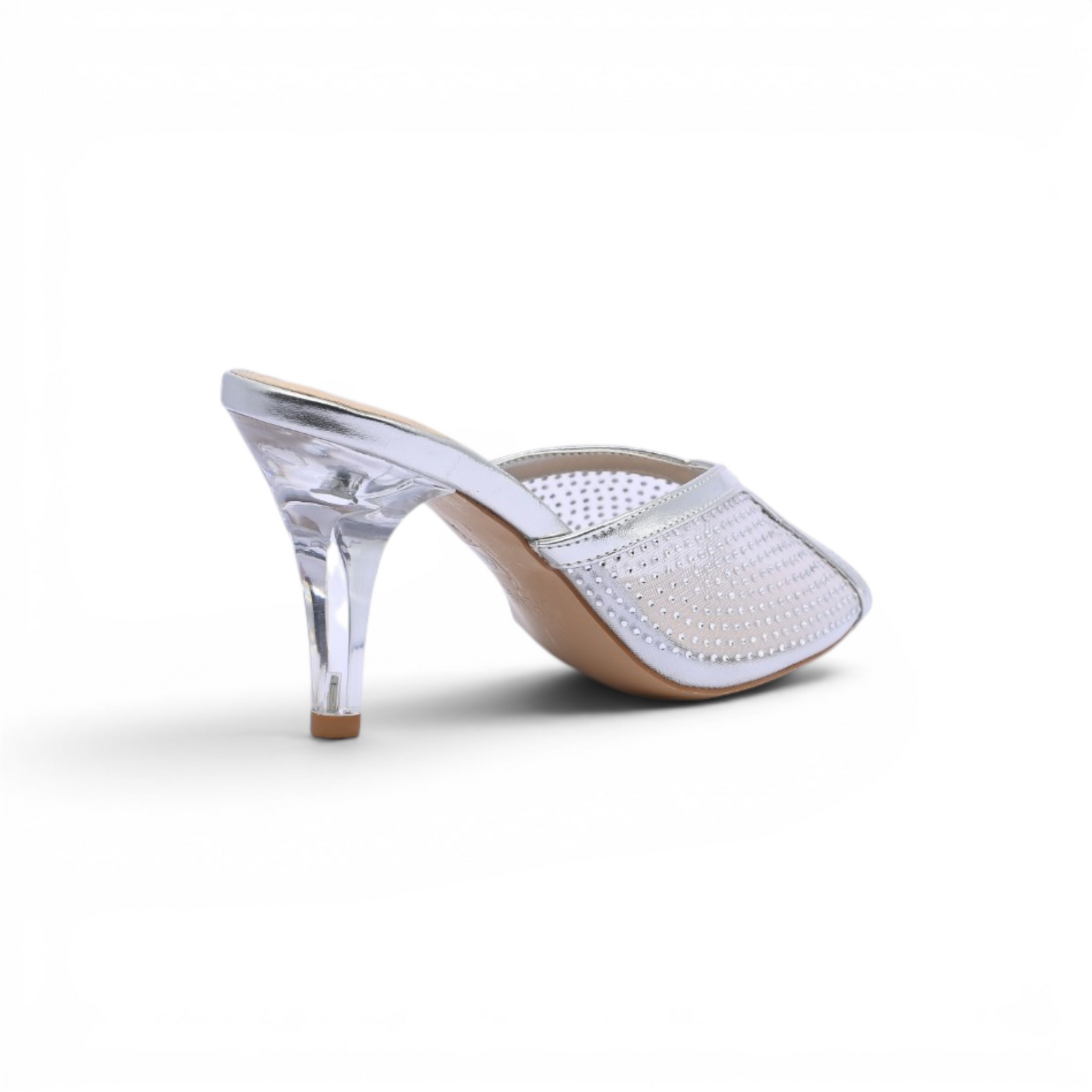 Chanel Crystal Embellished Open Toe Heels With Rhinestones And Clear 898-5 Silver - 2