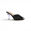 Chanel Designer Slide Chunky Block Heel Sandal with Woman 898-6 Black - 1