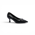 Pointed Stiletto Heel Shoes In Faux buckle Woman 25252 Black - 1