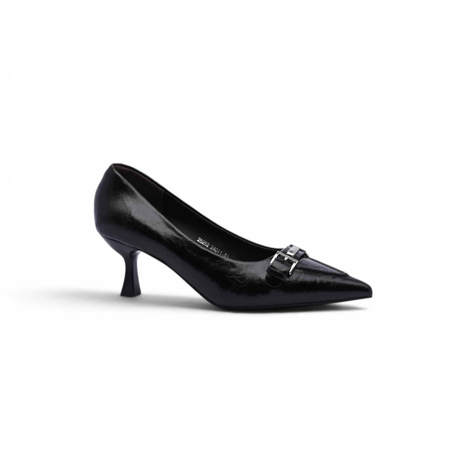 Pointed Stiletto Heel Shoes In Faux buckle Woman 25252 Black - 1