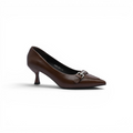 Pointed Stiletto Heel Shoes In Faux buckle Woman 25252 Brown - 1
