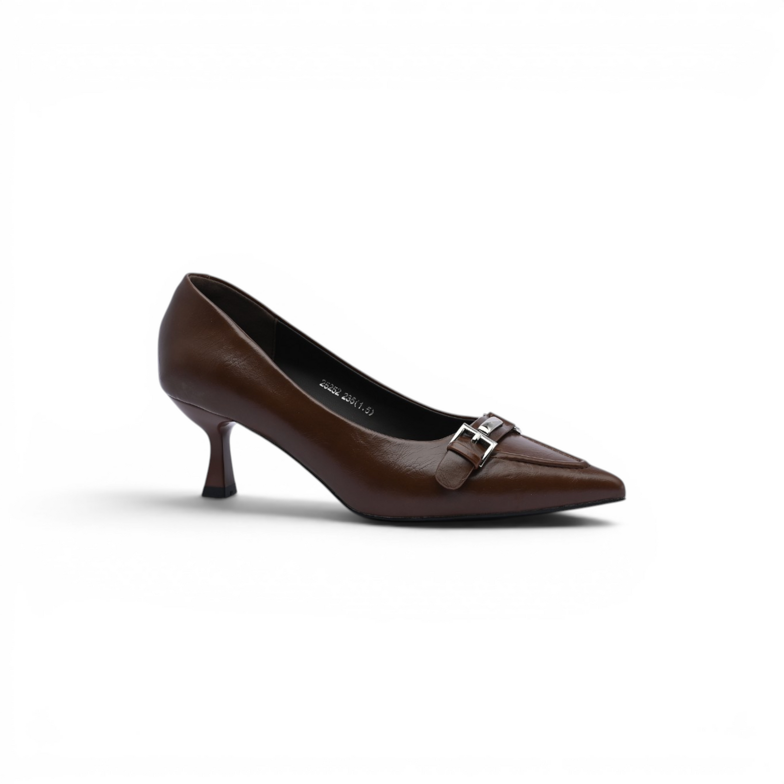 Pointed Stiletto Heel Shoes In Faux buckle Woman 25252 Brown - 1