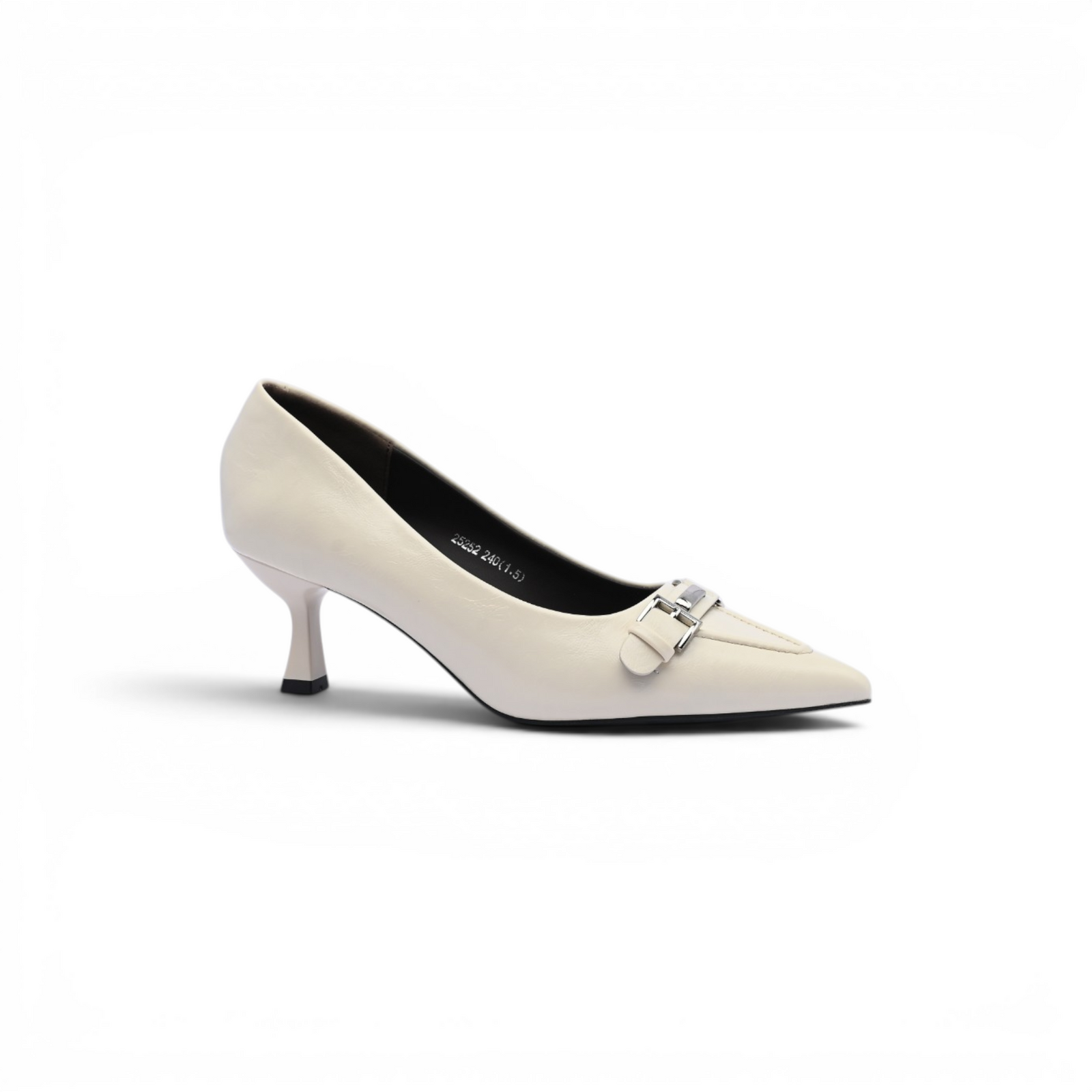 Pointed Stiletto Heel Shoes In Faux buckle Woman 25252 Beige - 1