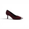 Pointed Stiletto Heel Shoes In Faux Suede Crystal embellished Pump Woman 25091 Burgundy - 1