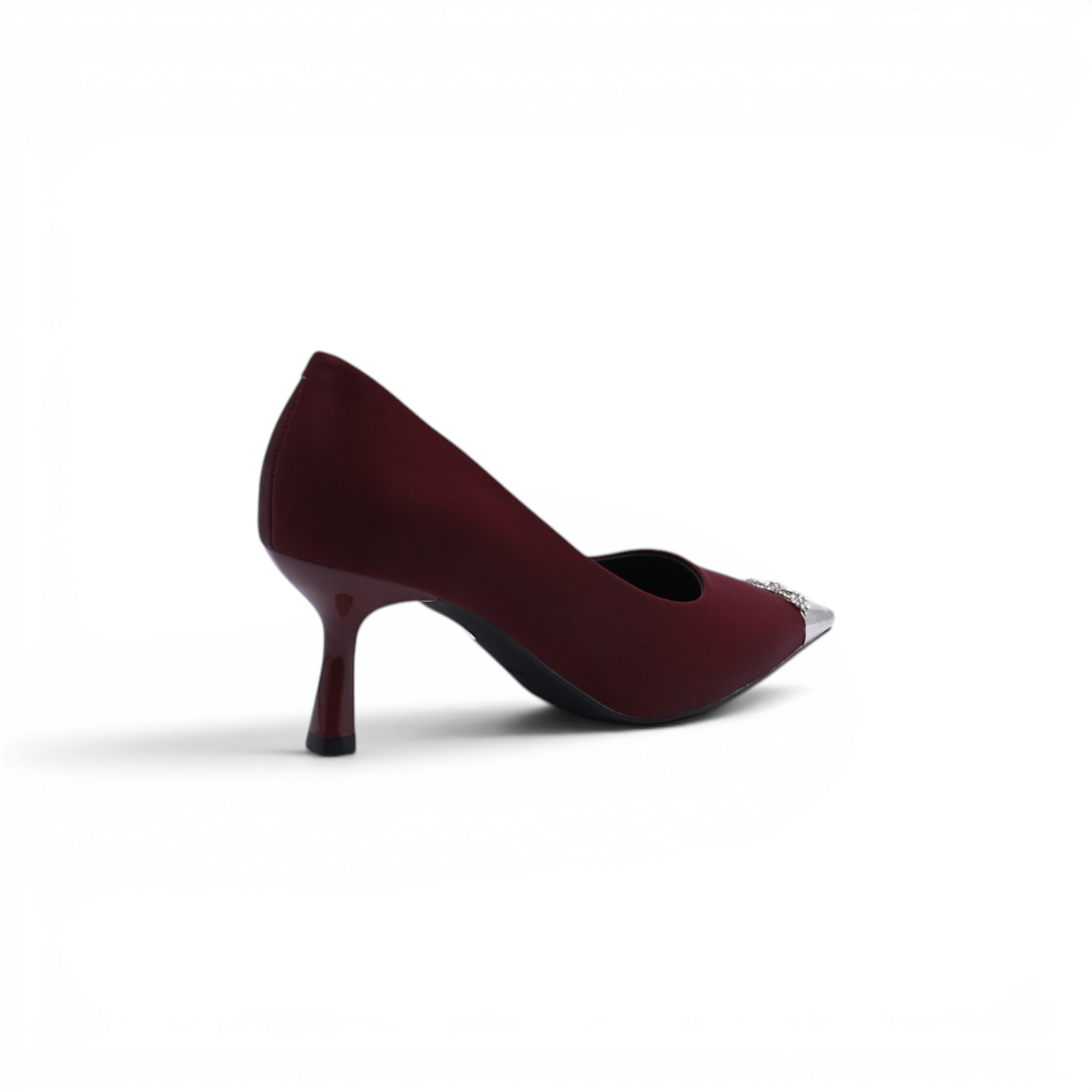 Pointed Stiletto Heel Shoes In Faux Suede Crystal embellished Pump Woman 25091 Burgundy - 2