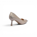Pointed Stiletto Heel Shoes In Faux Suede Crystal embellished Pump Woman 25091 Champagne - 2