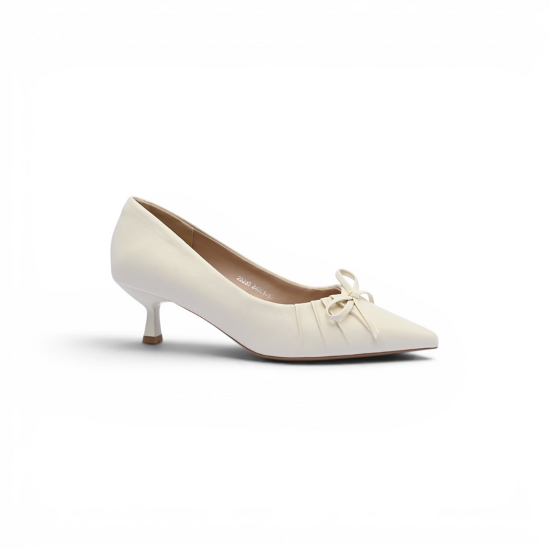 Pointed Stiletto Heel Shoes In Faux Woman 25235 Beige - 1