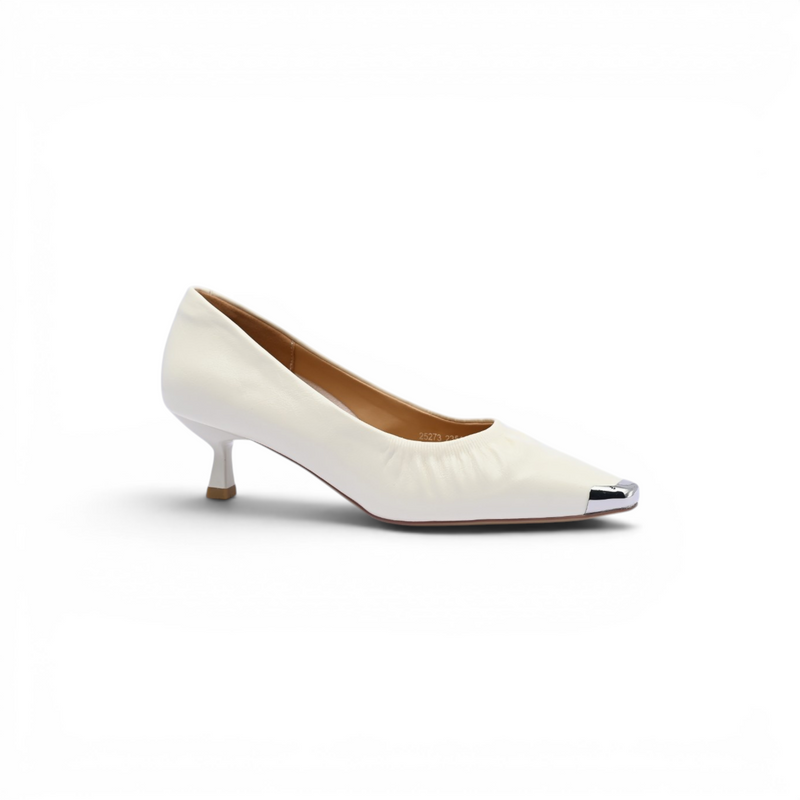 Pointed Stiletto Heel Shoes In Faux Woman 25273 Beige - 1