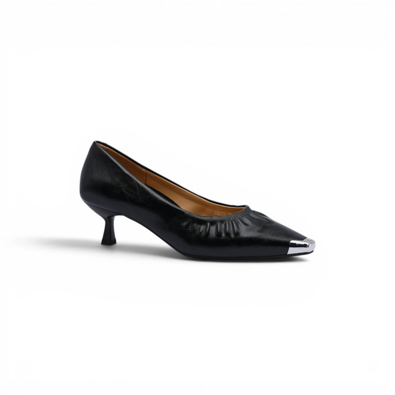 Pointed Stiletto Heel Shoes In Faux Woman 25273 Black - 1