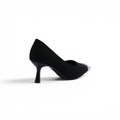 Pointed Stiletto Heel Shoes In Faux Suede Crystal embellished Pump Woman 25091 Black - 2