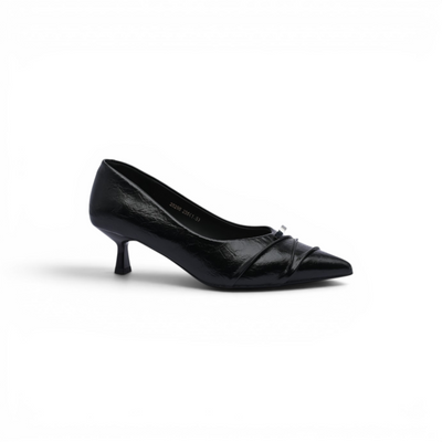Pointed Stiletto Heel Shoes In Faux Woman 25298 Black