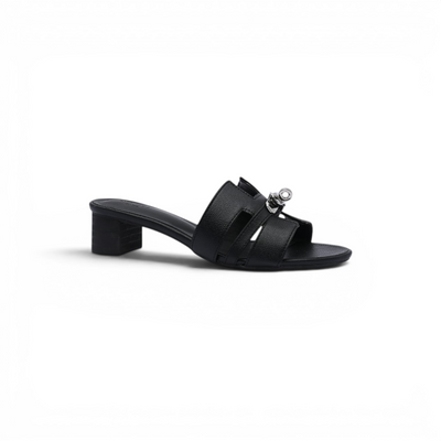 Hermes Gigi 50 Sandals Suede Goatskin Sands Woman 778 Black