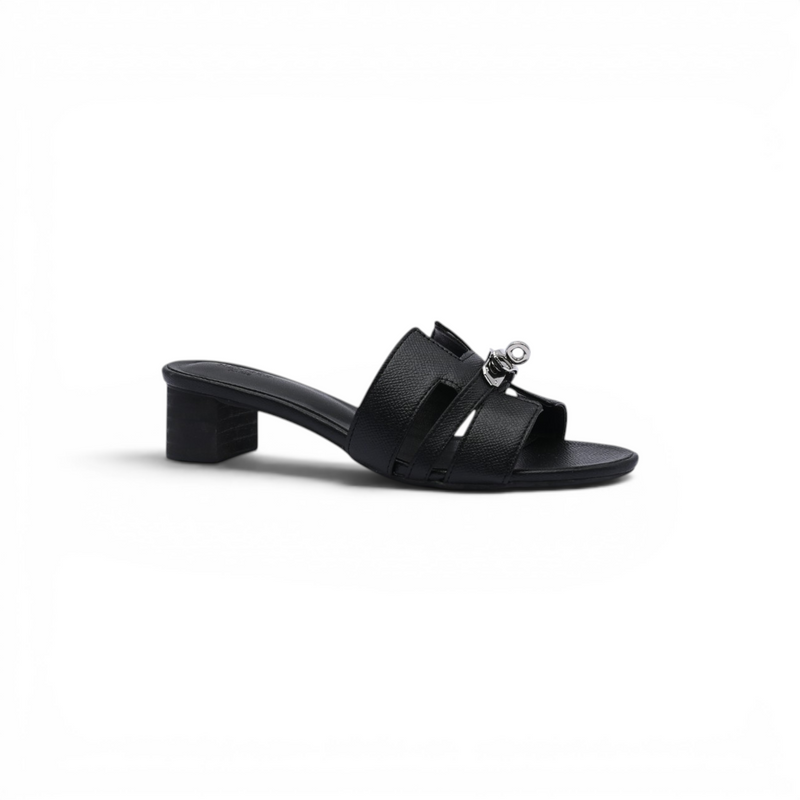 Hermes Gigi 50 Sandals Suede Goatskin Sands Woman 778 Black - 1