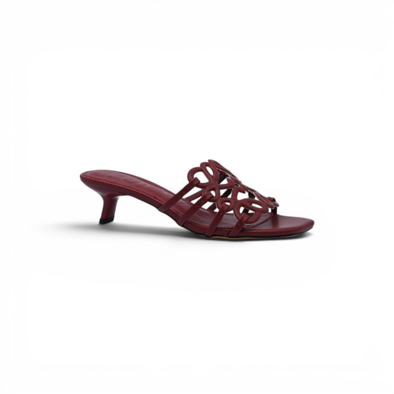 LOEWE Petal Anagram leather slides Anagram Woman 2508 Burgundy - 1