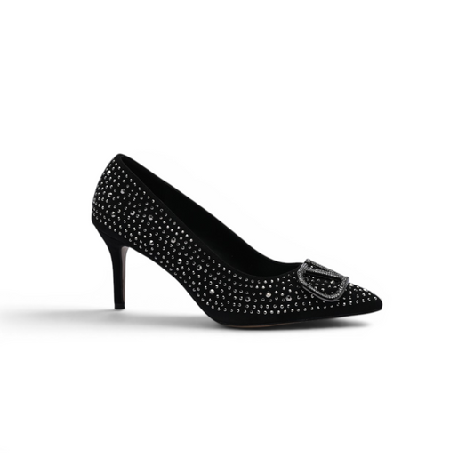 Valentino Garavani V Logo Crystal Embellished Heels Woman 1554 Black