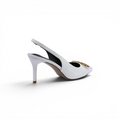 Balenciaga Square Knife BB Slingback Pumps Open Back 8812-5 White - 2