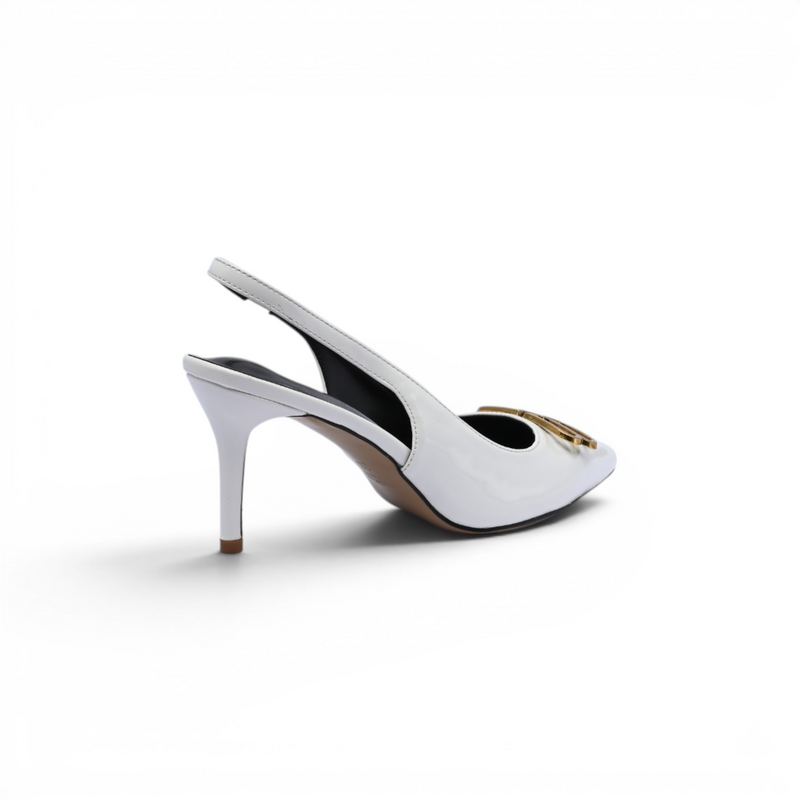 Balenciaga Square Knife BB Slingback Pumps Open Back 8812-5 White - 2