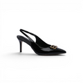 Balenciaga Square Knife BB Slingback Pumps Open Back 8812-5 Black - 1