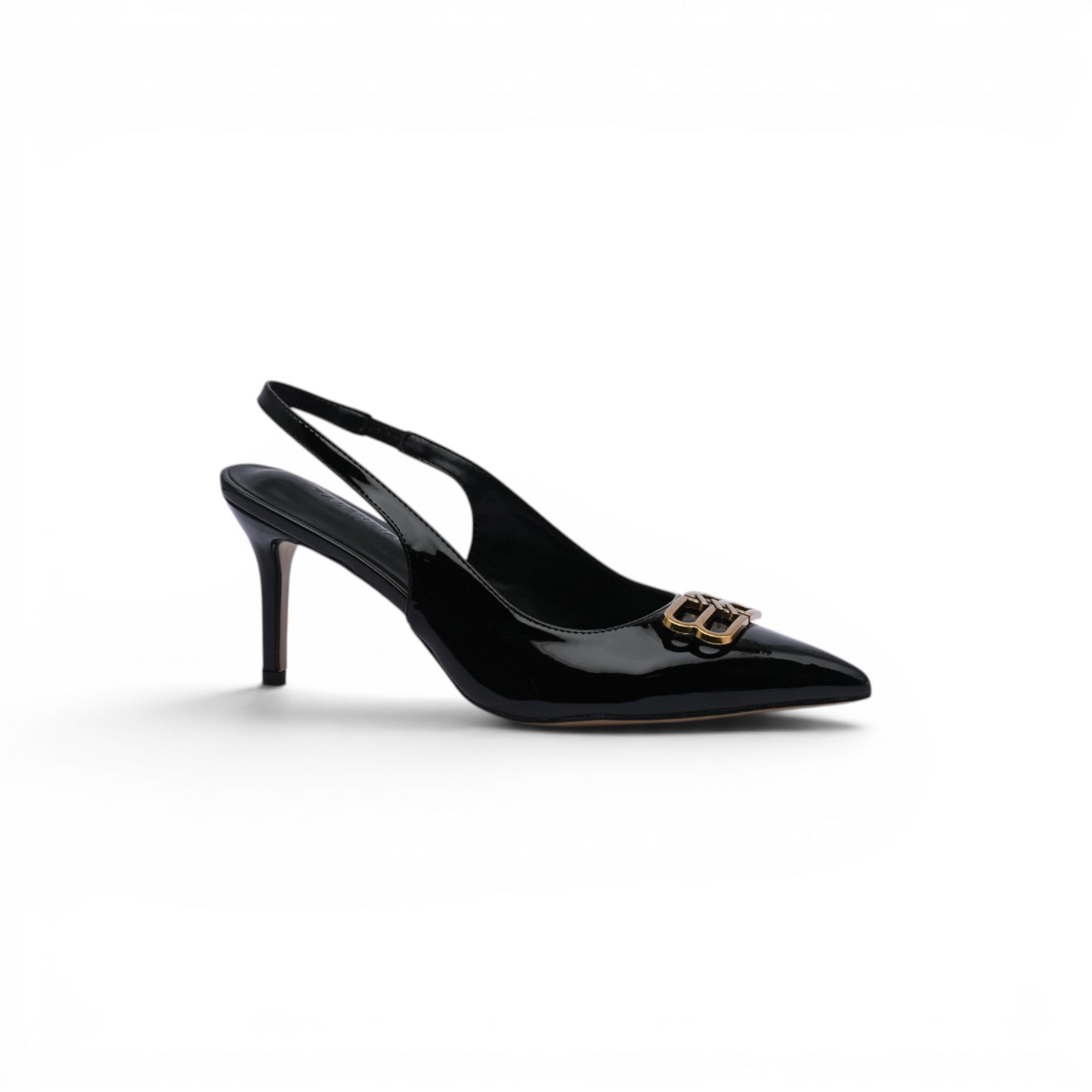 Balenciaga Square Knife BB Slingback Pumps Open Back 8812-5 Black - 1