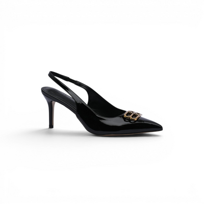 Balenciaga Square Knife BB Slingback Pumps Open Back 8812-5 Black