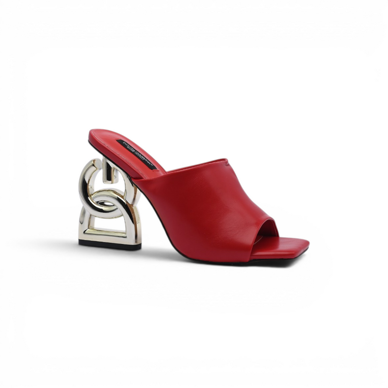 Dolce & Gabbana  Patent Leather Sandals Mules with Heel DG Woman 202-1 Red - 1