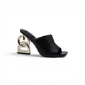 Dolce & Gabbana  Patent Leather Sandals Mules with Heel DG Woman 202-1 Black - 1