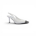 Prada Metallic leather slingback pumps for Women 127-1B White - 1