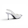 Prada Metallic leather slingback pumps for Women 127-1B White - 2