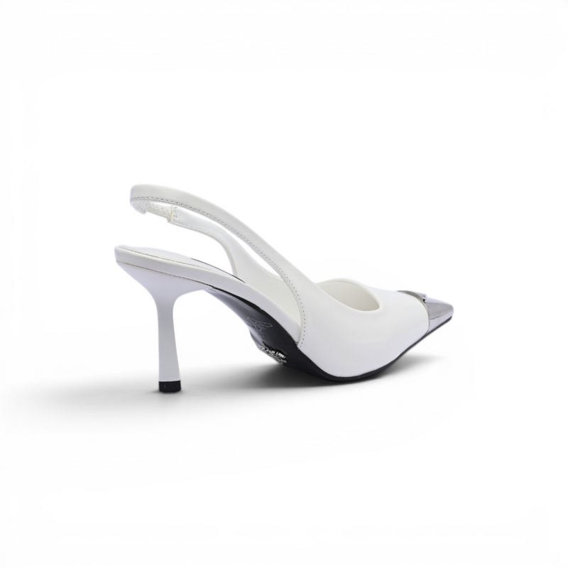 Prada Metallic leather slingback pumps for Women 127-1B White - 2