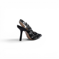 Dior Goolita Bow Crystal Mesh Mule Heels for Women 1688-2 Black&White - 2