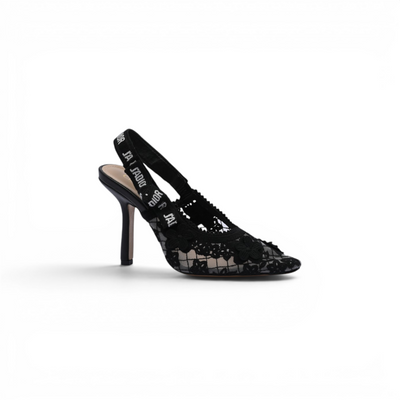 Dior Goolita Bow Crystal Mesh Mule Heels for Women 1688-2 Black