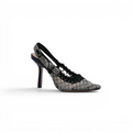Dior Goolita Bow Crystal Mesh Mule Heels for Women 1688-2 Black&Gold - 1