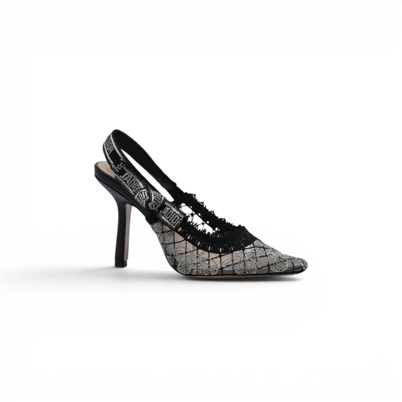 Dior Goolita Bow Crystal Mesh Mule Heels for Women 1688-2 Black&Gold - 1