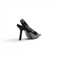 Dior Goolita Bow Crystal Mesh Mule Heels for Women 1688-2 Black&Gold - 2