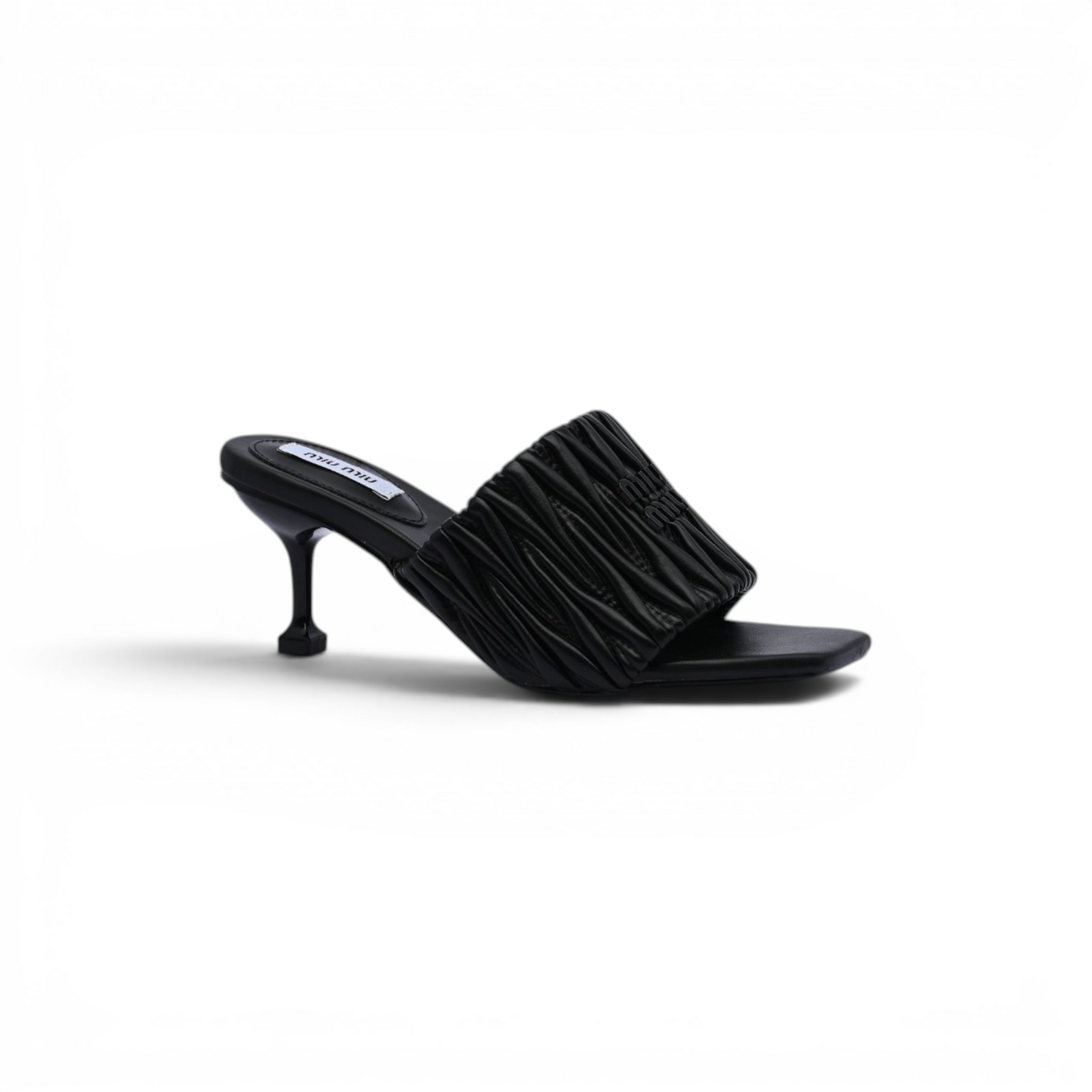 Miu Miu Slipper Designer Slides Leather Padded Front Strap Woman 52725 Black - 1