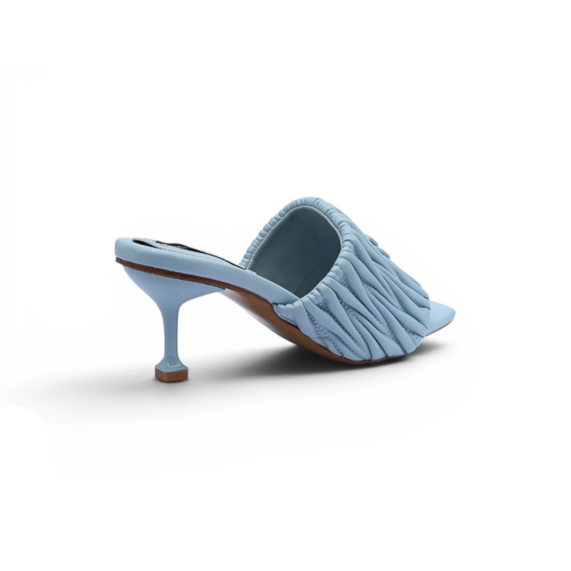 Miu Miu Slipper Designer Slides Leather Padded Front Strap Woman 52725 Baby Blue - 2