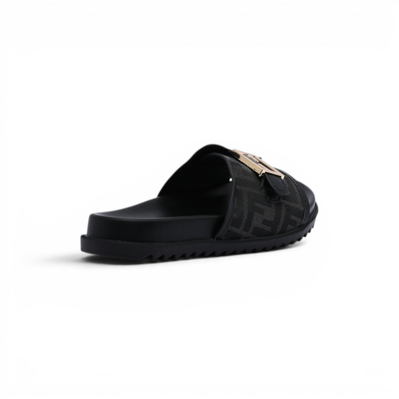 Fendi Slide Bucket Buckle Flat Slide Slipper Woman F1892-113 Black - 2