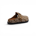 Fendi Fabric Jacquard Nappa FF Sabot Mules Feel Slippers Woman 985-2 Khaki - 2