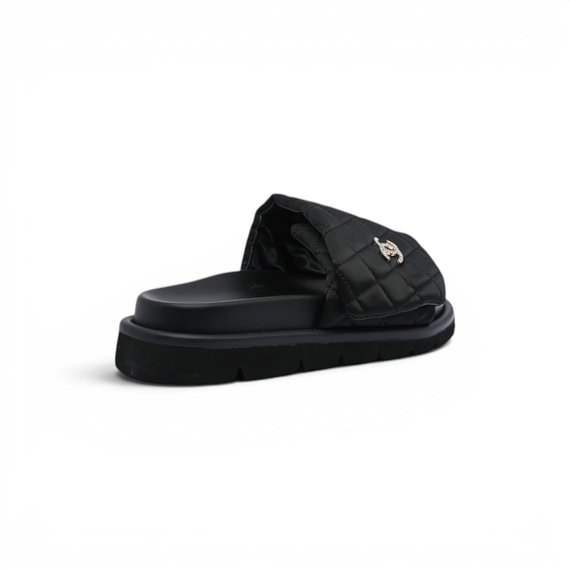 Chanel Lambskin Quilted CC Espadrille Slip On Slipper Woman 9958-8 Black - 2