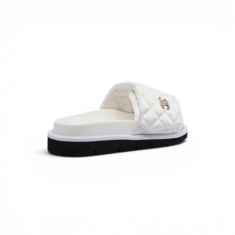 Chanel Lambskin Quilted CC Espadrille Slip On Slipper Woman 9958-8 White - 2