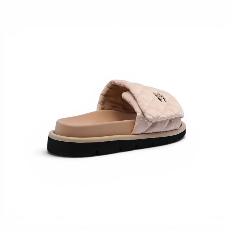 Chanel Lambskin Quilted CC Espadrille Slip On Slipper Woman 9958-8 Beige - 2