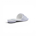 Prada Satin Crystal Logo Slide Embellished Sandals Woman 5566 Silver - 2
